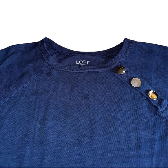 Loft Woman's Navy Blue Long Sleeve Blouse - Size MP - Picture 6 of 7